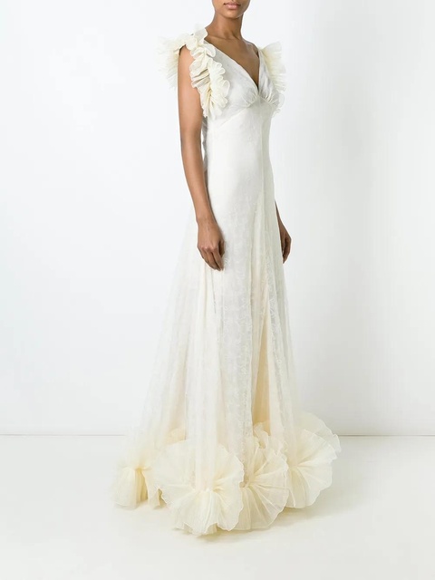 Alexander McQueen ruffled tulle evening dress - Neutrals - zdjęcie produktu nr 2