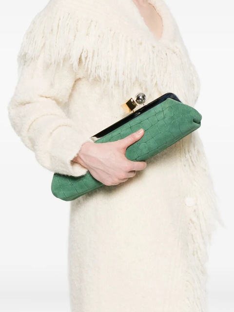 Jacquemus crocodile-effect clasp clutch bag - Green - zdjęcie produktu nr 2