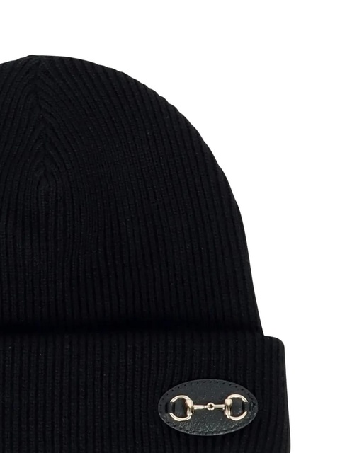 Gucci Horsebit-detail ribbed beanie hat - Black - zdjęcie produktu nr 2
