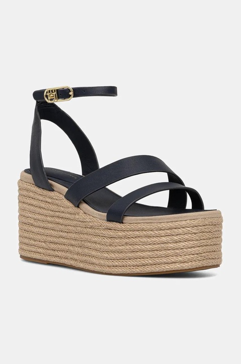 Tommy Hilfiger sandały skórzane ANKLE STRAP LEATHER PLATFORM kolor granatowy FW0FW08497 - zdjęcie produktu nr 1