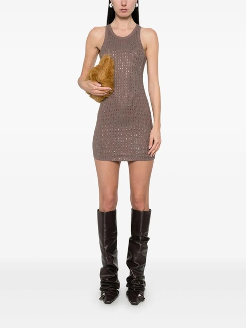 The Attico crystal-embellished mini dress - Brown - zdjęcie produktu nr 2