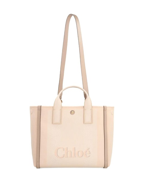 Chloé small Carry logo-detail canvas tote bag - Pink - zdjęcie produktu nr 2