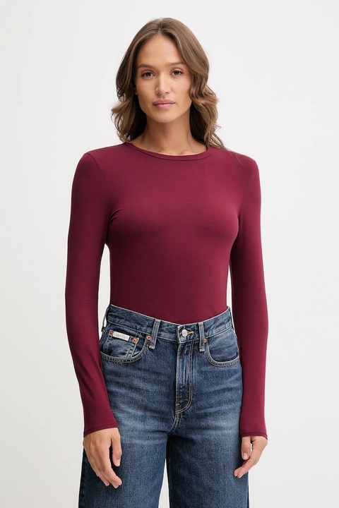 United Colors of Benetton longsleeve damski kolor bordowy 3ZQM3M858 - zdjęcie produktu nr 1