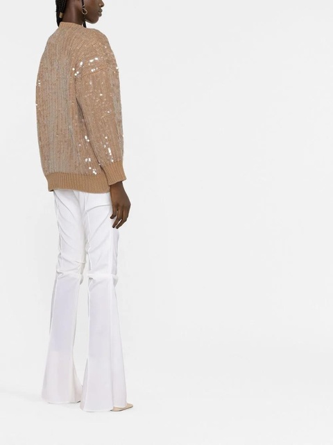 Blumarine faux-fur tirm sequin cardigan - Neutrals - zdjęcie produktu nr 2