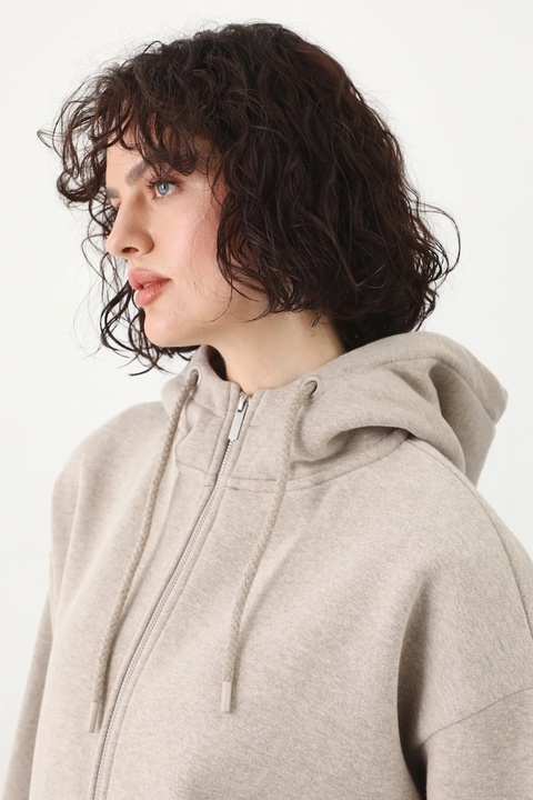 Medicine bluza damska kolor beżowy z kapturem - zdjęcie produktu nr 2