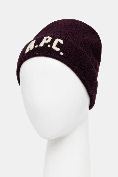 A.P.C. czapka wełniana bonnet axel kolor fioletowy WVBDK.M25111 - zdjęcie produktu nr 2