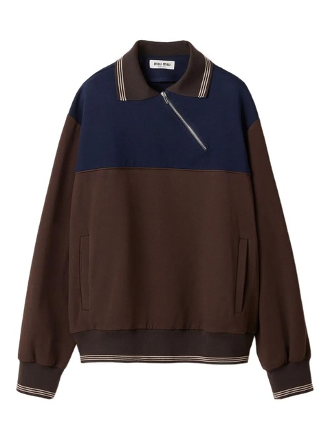 Miu Miu polo-neck zipped sweatshirt - Brown - zdjęcie produktu nr 1