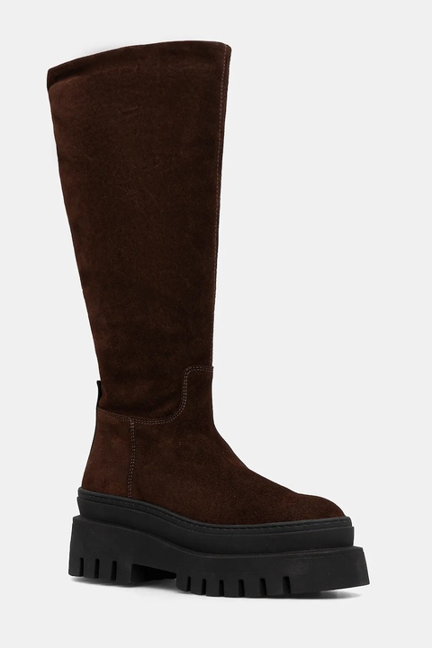 Steve Madden kozaki zamszowe Chipp damskie kolor brązowy na platformie 11004664 - zdjęcie produktu nr 1