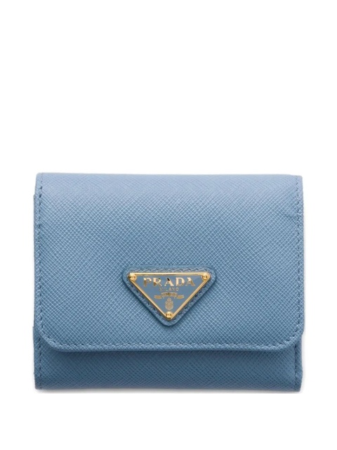 Prada small triangle-logo leather wallet - Blue - zdjęcie produktu nr 1