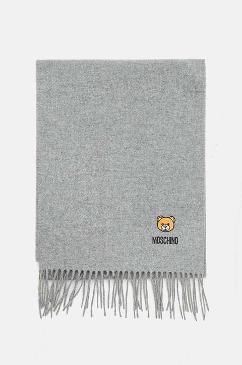 Moschino szalik wełniany kolor szary gładki M5783 50124 - zdjęcie produktu nr 1