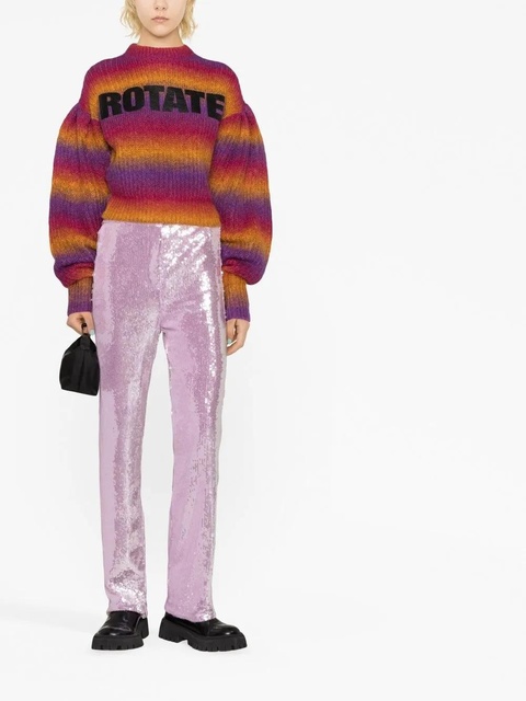 ROTATE BIRGER CHRISTENSEN intarsia-logo striped cropped jumper - Pink - zdjęcie produktu nr 2