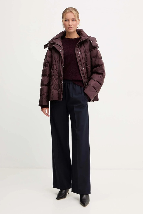 Weekend Max Mara spodnie z dodatkiem wełny PETRA damskie kolor granatowy proste high waist 2525136032600 - zdjęcie produktu nr 2