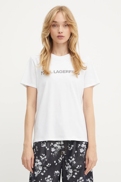 Karl Lagerfeld t-shirt bawełniany damski kolor biały A3W17102 - zdjęcie produktu nr 1