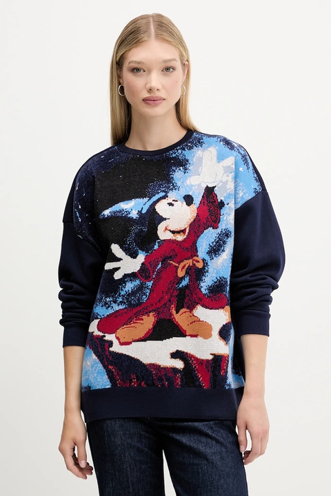Desigual bluza FANTASY MICKEY damska kolor granatowy wzorzysta 25WWSK15 - zdjęcie produktu nr 1