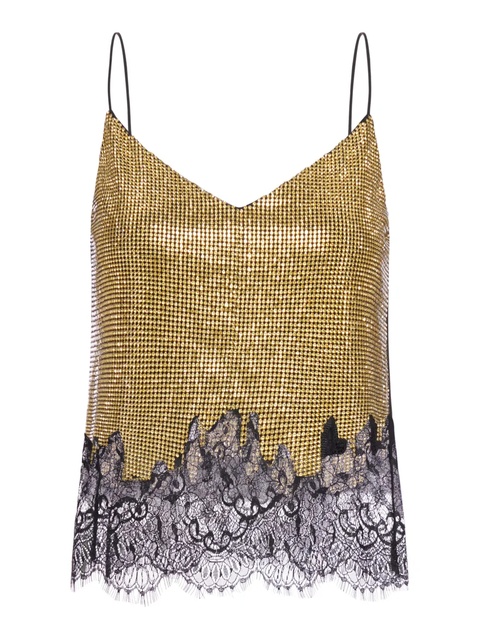 Self-Portrait chainmail lace trim top - Brown - zdjęcie produktu nr 2