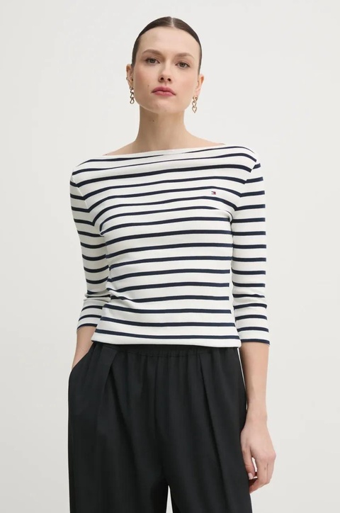 Tommy Hilfiger longsleeve bawełniany kolor niebieski WW0WW40589 - zdjęcie produktu nr 1