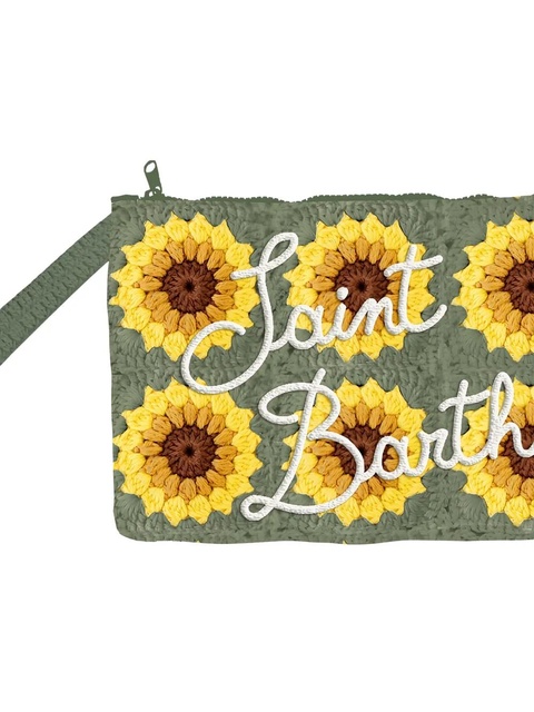 MC2 Saint Barth Parisienne Crochet sunflower-embroidered pouch - Green - zdjęcie produktu nr 2