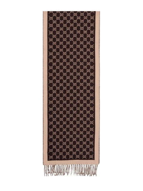 Gucci monogram fringed scarf - Brown - zdjęcie produktu nr 2