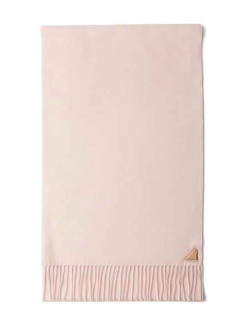 Prada triangle-logo fringed scarf - Pink - zdjęcie produktu nr 2