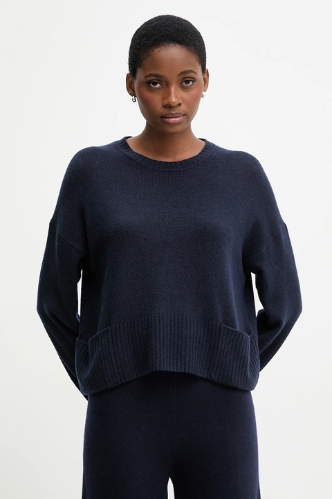 United Colors of Benetton sweter z dodatkiem wełny damski kolor granatowy lekki 126WD10E4 - zdjęcie produktu nr 1