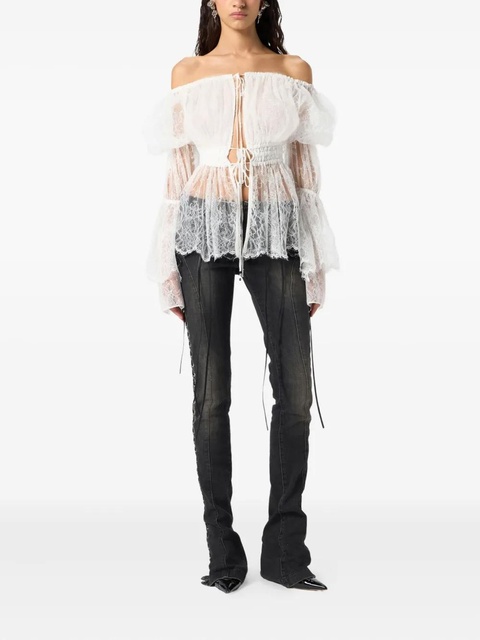 Blumarine off-shoulder lace blouse - White - zdjęcie produktu nr 2