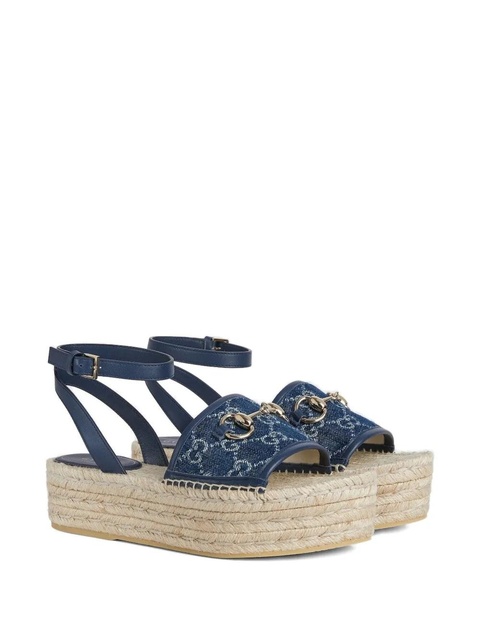 Gucci 45mm signature Horsebit detail denim sandals - Blue - zdjęcie produktu nr 2