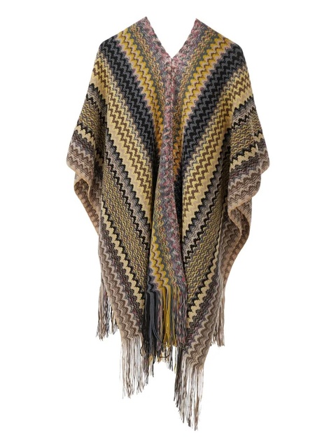 Missoni zigzag-knit fringed poncho - Yellow - zdjęcie produktu nr 2