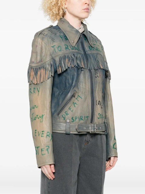 Golden Goose fringed leather jacket - Blue - zdjęcie produktu nr 2