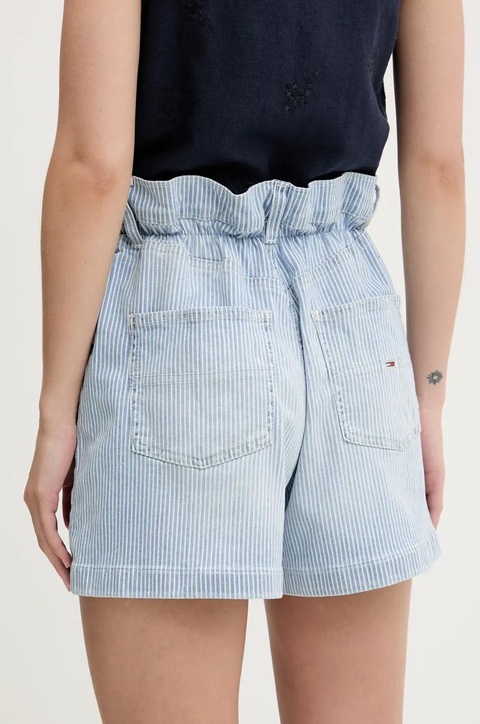 Tommy Jeans szorty jeansowe damskie kolor niebieski wzorzyste high waist DW0DW20085 - zdjęcie produktu nr 2