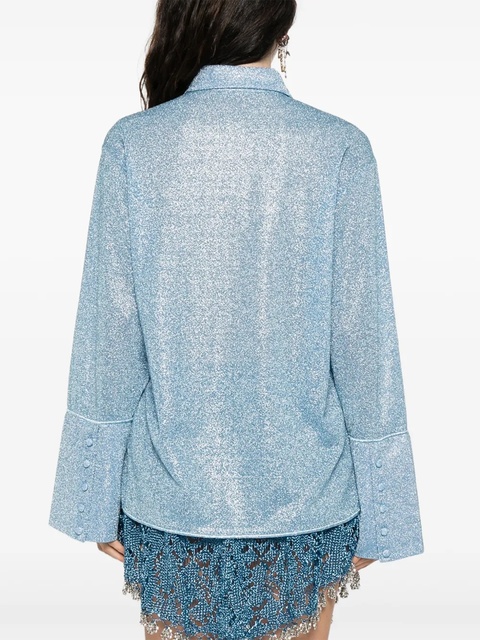Oséree glitter-detail button-up shirt - Blue - zdjęcie produktu nr 2