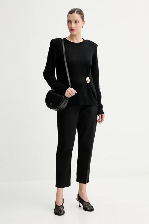 Calvin Klein spodnie damskie kolor czarny proste high waist LV044B916G - zdjęcie produktu nr 2