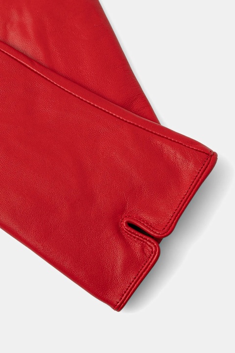 Answear.LAB rękawiczki skórzane damskie kolor czerwony - zdjęcie produktu nr 2