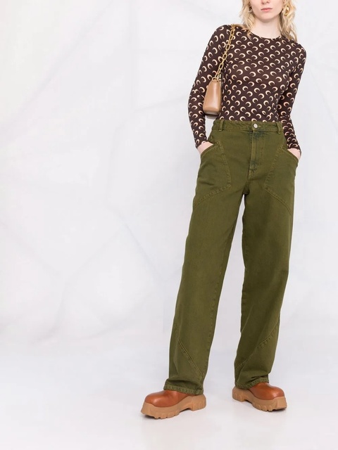 Marine Serre Second Skin moon-print top - Brown - zdjęcie produktu nr 2