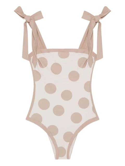 Simkhai polka-dot tie-detail swimsuit - Neutrals - zdjęcie produktu nr 1