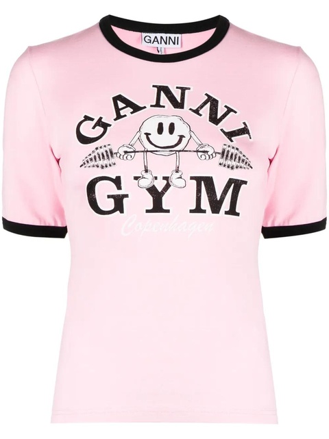 GANNI logo-print short-sleeve T-shirt - Pink - zdjęcie produktu nr 1