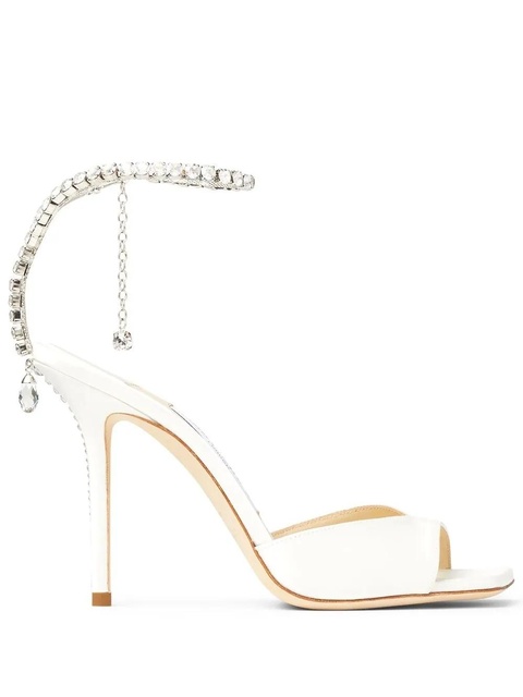 Jimmy Choo Saeda 100mm crystal-strap sandals - White - zdjęcie produktu nr 2
