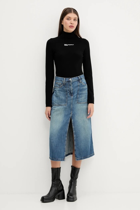 Karl Lagerfeld Jeans sweter damski kolor czarny lekki z golfem A3W18007 - zdjęcie produktu nr 2