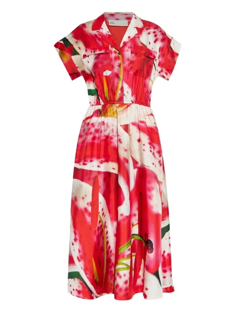 Tory Burch graphic-print midi dress - Pink - zdjęcie produktu nr 1