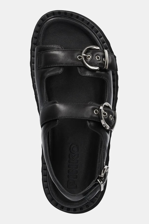 Pinko sandały skórzane Kate damskie kolor czarny na platformie SD0293 P003 Z99 - zdjęcie produktu nr 2