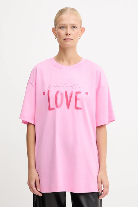 Twinset t-shirt bawełniany damski kolor różowy 252AQ2120 - zdjęcie produktu nr 1