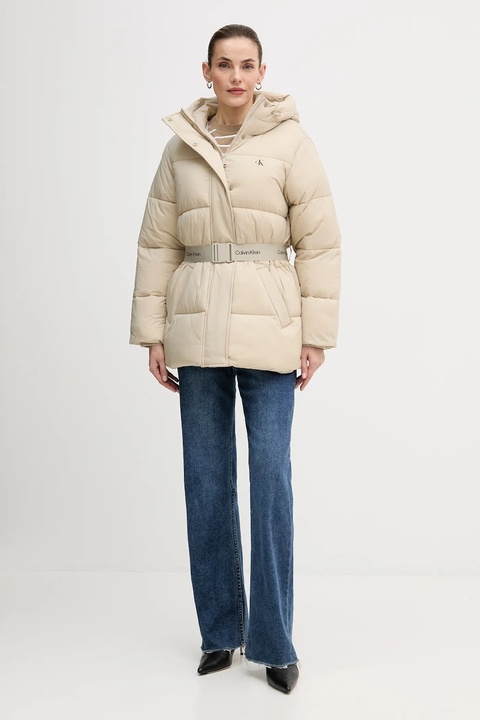 Calvin Klein Jeans kurtka kolor beżowy zimowa LV047D507G - zdjęcie produktu nr 2