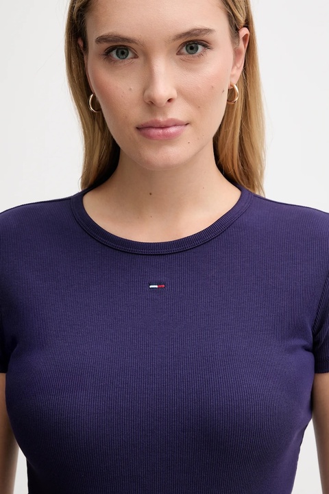 Tommy Jeans t-shirt damski kolor fioletowy DW0DW17383 - zdjęcie produktu nr 2
