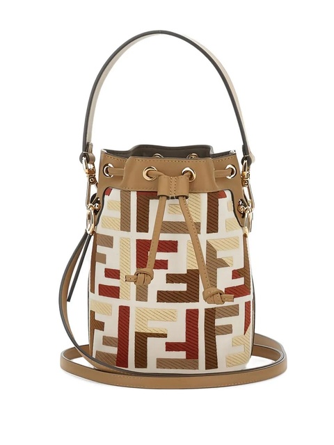 FENDI Mon Tresor FFembroidery mini bucket bag - Neutrals - zdjęcie produktu nr 2