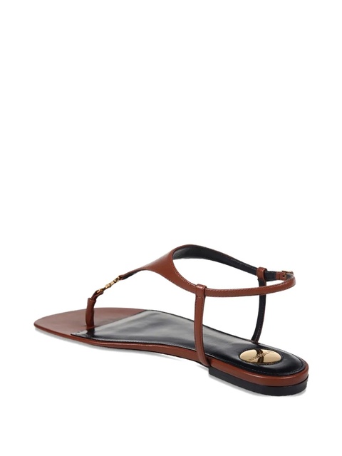 Saint Laurent T-strap logo-embellished leather sandals - Brown - zdjęcie produktu nr 2