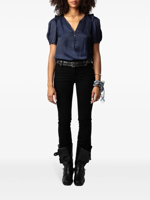 Zadig&Voltaire puff-sleeve satin top - Blue - zdjęcie produktu nr 1