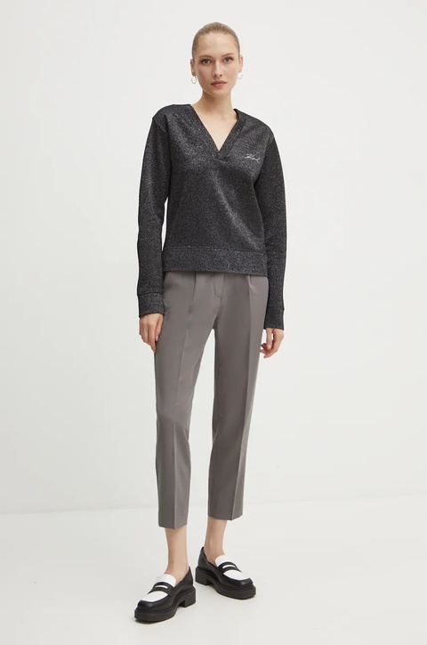 Karl Lagerfeld bluza damska kolor czarny wzorzysta 246W1805 - zdjęcie produktu nr 2