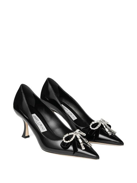 Jimmy Choo 70mm Auria crystal-bow pumps - Black - zdjęcie produktu nr 2