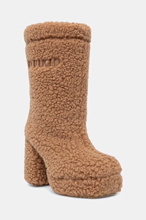 Inuikii botki Curly High Heel damskie kolor beżowy na słupku 1002.018.0011.250 - zdjęcie produktu nr 1