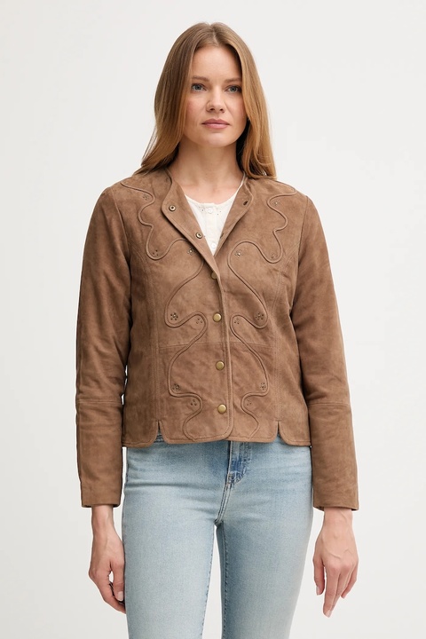 Hoss Intropia kurtka zamszowa kolor brązowy przejściowa 5432681 - zdjęcie produktu nr 1