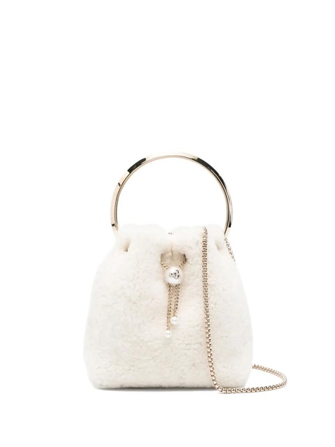 Jimmy Choo Bon Bon pearl-embellished ring-handle mini bag - White - zdjęcie produktu nr 1